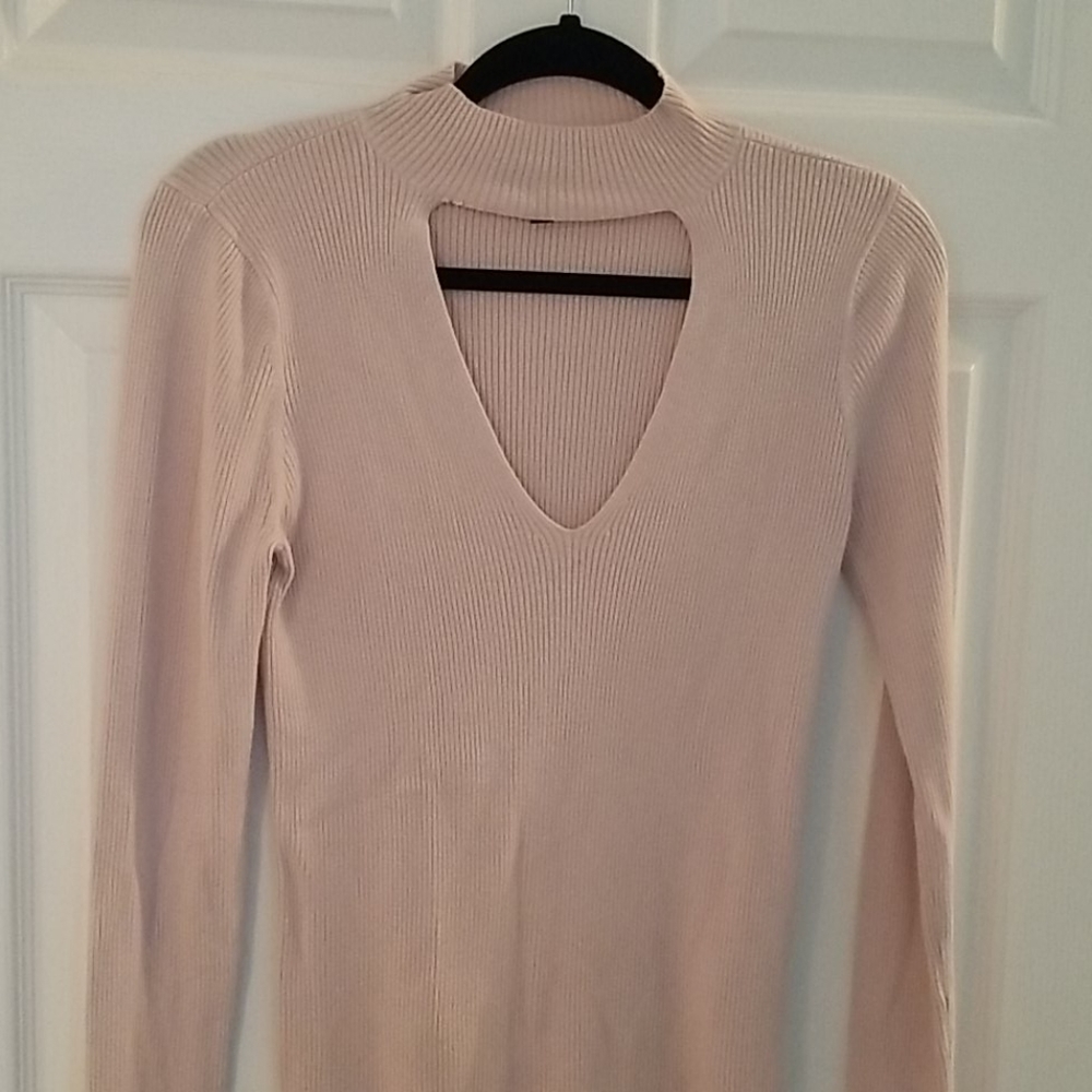 Pink low cut sweater